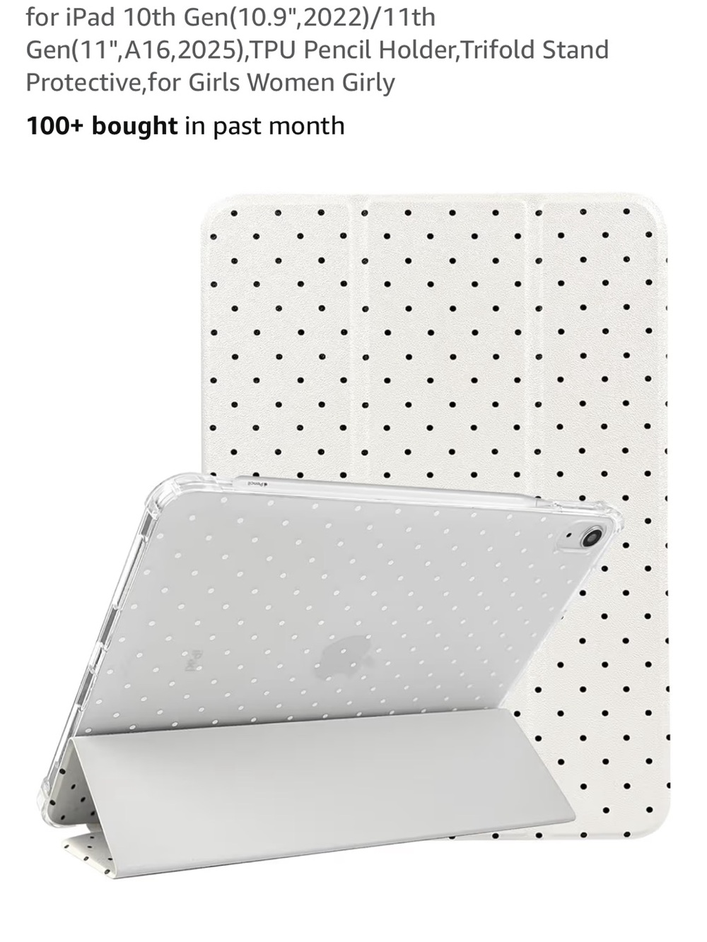 Classic White Polka Dot Tri-Fold iPad Case